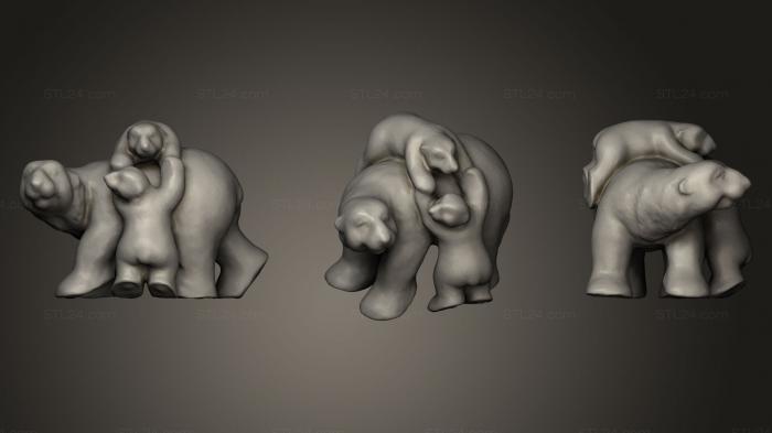 Статуэтки животных (Белые медведи, STKJ_0397) 3D модель для ЧПУ станка